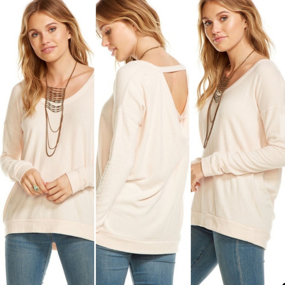 NWOT Chaser Love Knit Long Sleeve Cut Out Draped